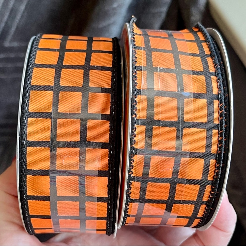 Halloween (2) (NWT) wired ribbon 1 1/2” X 25 ft. Black/orange - children
